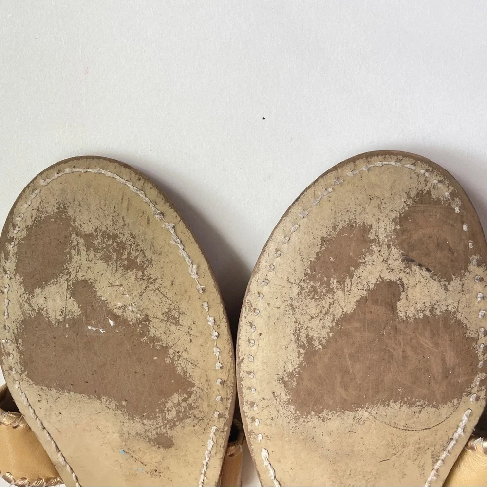 Jack Rogers Gold Tan Medallion Leather Classic Flat Sandals 6